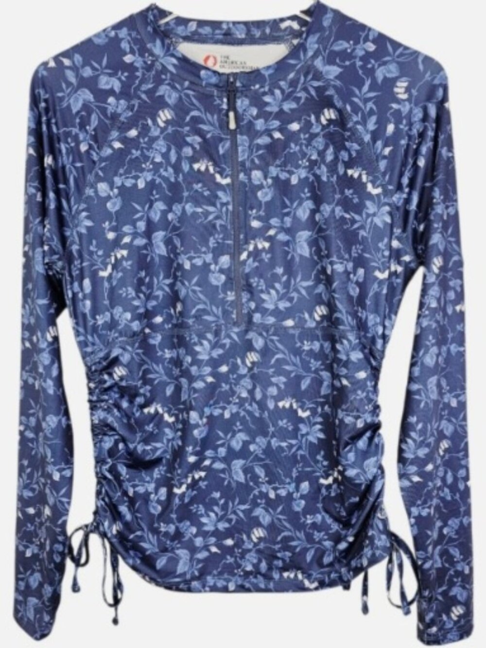 The American Outdoorsman Floral Blue Sun Protected 1/2 Zip Suntee Shirt